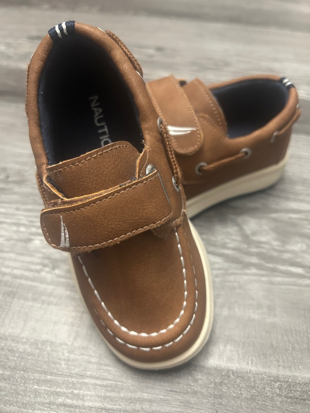 Nautica Toddler Brown Velcro Moccasin Boat Shoes - Picture 4 of 4
